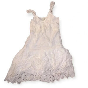 Sim & Sam Women's White Eyelet Ruffle Dress